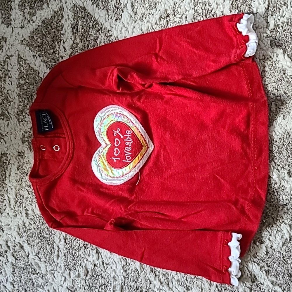 10 for $25- The Children's Place Girls 24m Red "100% Loveable" Long Sleeve Shirt